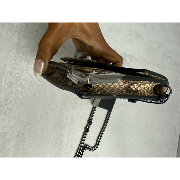 NWT The Kooples Small‎ Emily Snakeskin Leather Clutch Wallet with Chain Strap